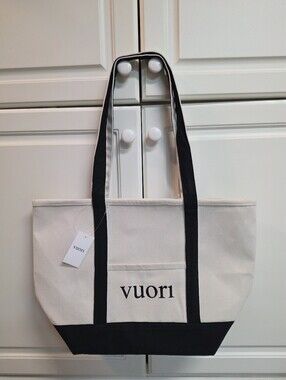 NWT Vuori Cream and Black Canvas Tote 2026 Mothers Day Edition